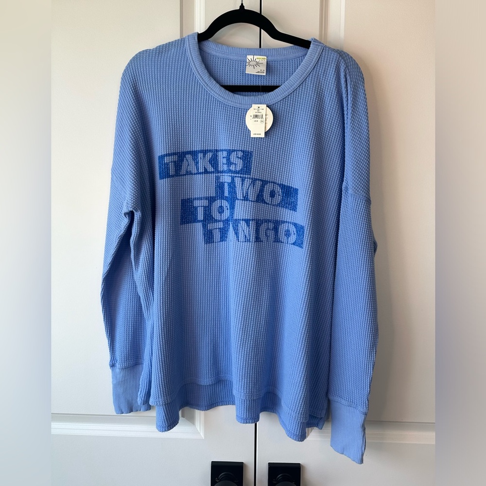 Aerie Offline Waffle Knit Long Sleeves Takes Two To Tango Thermal Top NWT (Sz M)